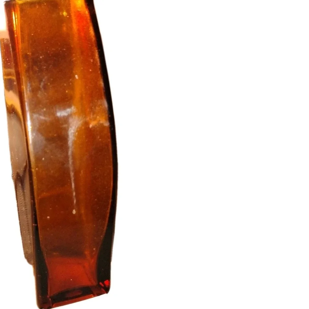 Hometrends Amber Clear Glass Vase Wave Petal Shaped MCM Discontinued Unique Rare